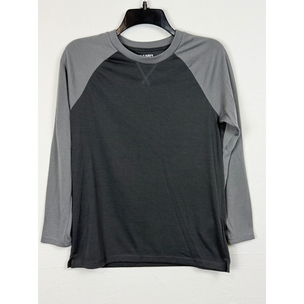 Old Navy Boys Top XL 14-16 Grey Raglan Long Sleeve Baseball Tee